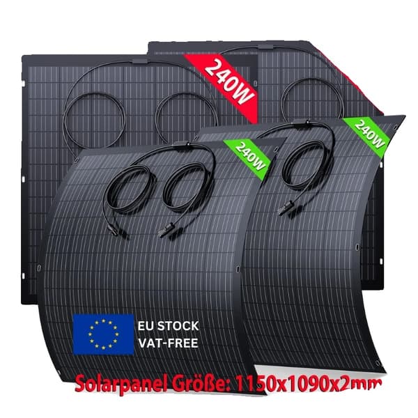 Flexibelt Solpanel Kit, Monokristallin Design, Hög Effektivitet,240*4