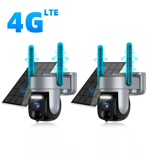 Solarkamera, 3MP Menneskegenkendelse, Vandtæt Design,EU4G 2PCS