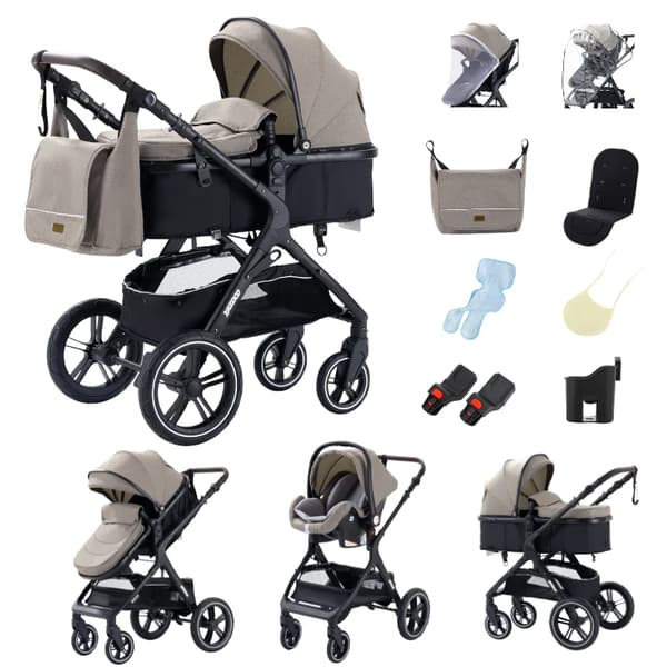 Barnvagn, Lättviktsdesign, Överdimensionerat Solskydd,X1 khaki