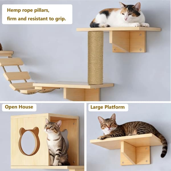 Kattträd, Tredelad Design, Multifunktionella Funktioner,GUL