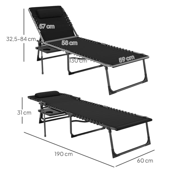 Solstol, Metallram, 190X60X31 cm, Strandstol, Utemöbler, Montering krävs