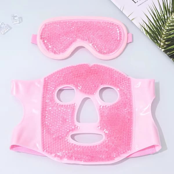 Heltäckande Ögonmask, Kyl- och Värmeterapi, Minskar Mörka Cirklar,rosa--2