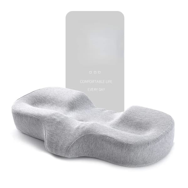 Memory Foam Cervikal Pude, Ergonomisk Støtte, Konkav Form,Grå