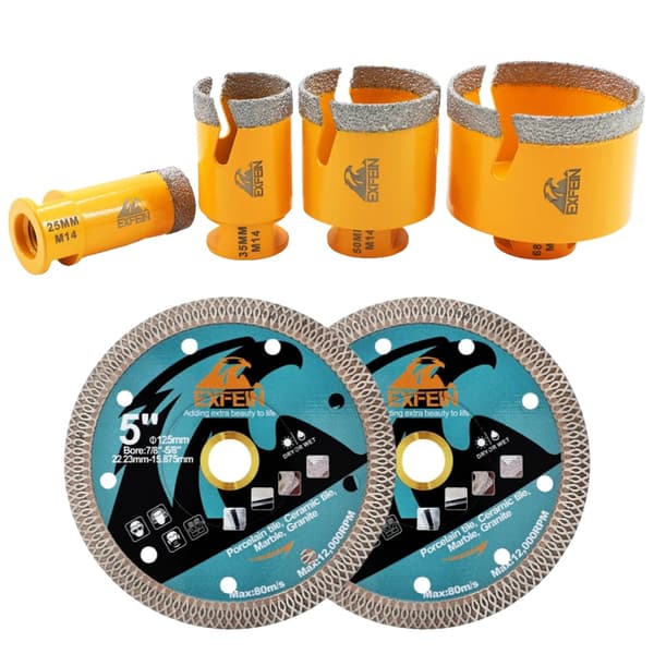 Kernebor Sæt, 6 Stykker, Holdbar Diamantkonstruktion,M14 Tråd, 6PCS Sæt