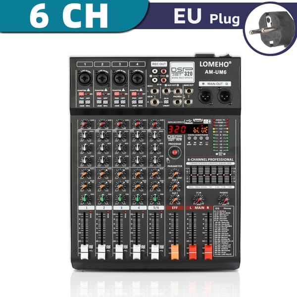 Lydmixer, 6 Kanaler, Bluetooth-forbindelse,EU STIK