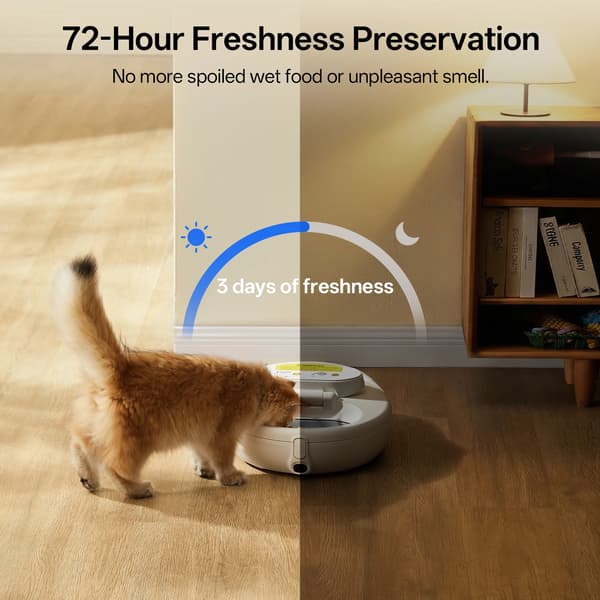 Automatisk Kæledyrs Foderautomat, 72-Timers Friskhed, Smart APP Kontrol,HVID