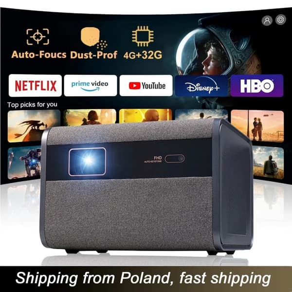 Projektor, Native 1080P, WiFi og Bluetooth-forbindelse,EU stik, J10-EU