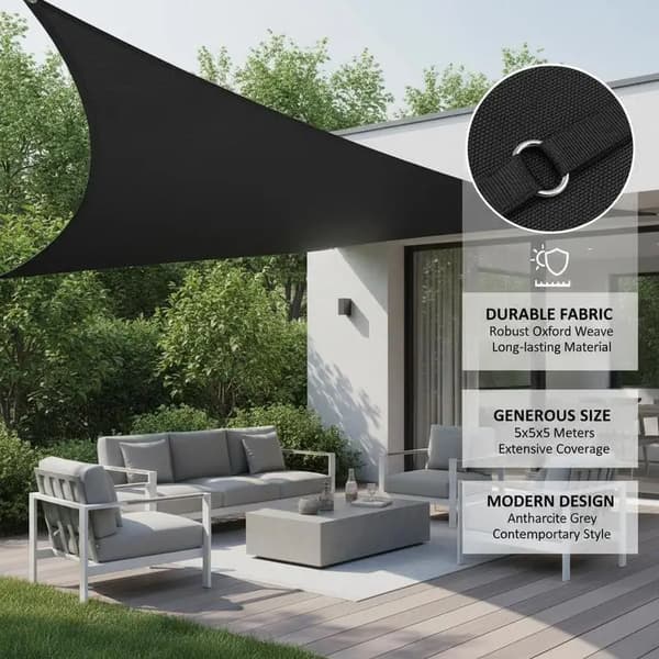 Trädgårdssegel, Triangulär Design, Hållbart Material,Antracit