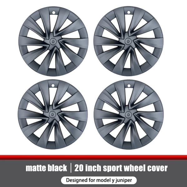 Hjulkapsler, Passer til Tesla Model Y, Performance Erstatningsdesign,Opgraderet version, matte sort, Til Model Y Juniper