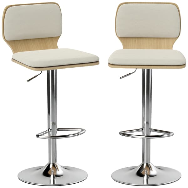 Barstolar, 360° Vridbar, Höjdjusterbar, Beige