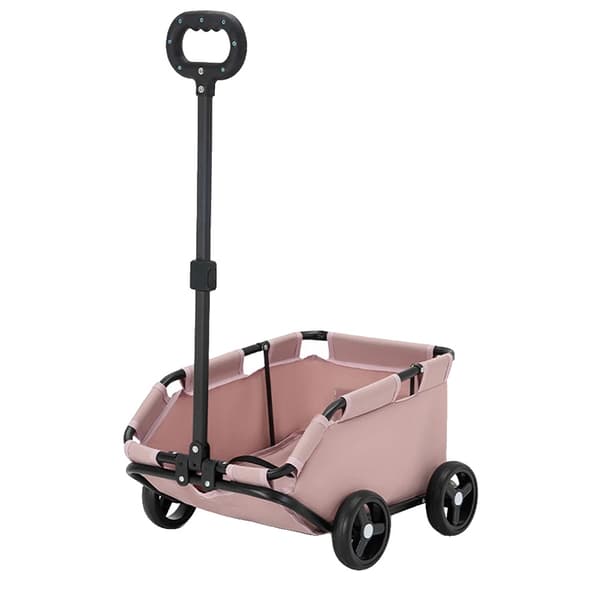 Hundvagn, Justerbart Tryckhandtag, Kompakt Fällbar Design,Rosa