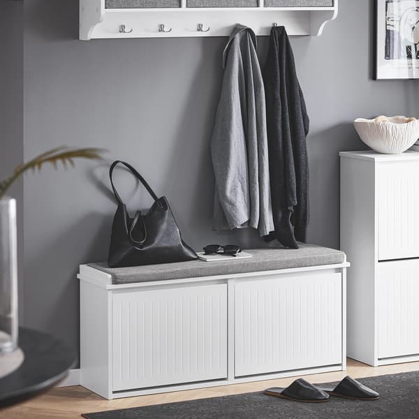 Sko Rack, Opbevaringsplads, Behagelig Siddeplads,HVID