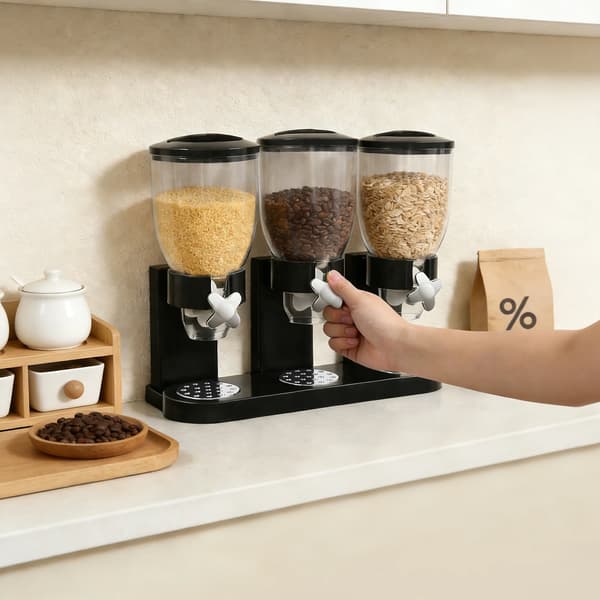Trippel Cereal Dispenser, Multi-Container Förvaring, Lätta Utdelningsknappar,Klar