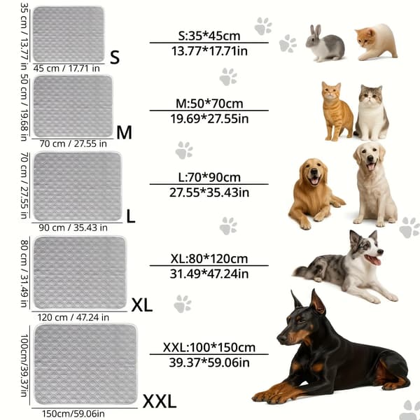 Hundekølemåtte, Åndbart Materiale, Bærbart Design,XL-80cmx120cm, Grå