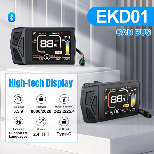 Elektrisk Cykel Display, Bluetooth Navigation, Vandtæt IP67,EKD01 CAN BUS system