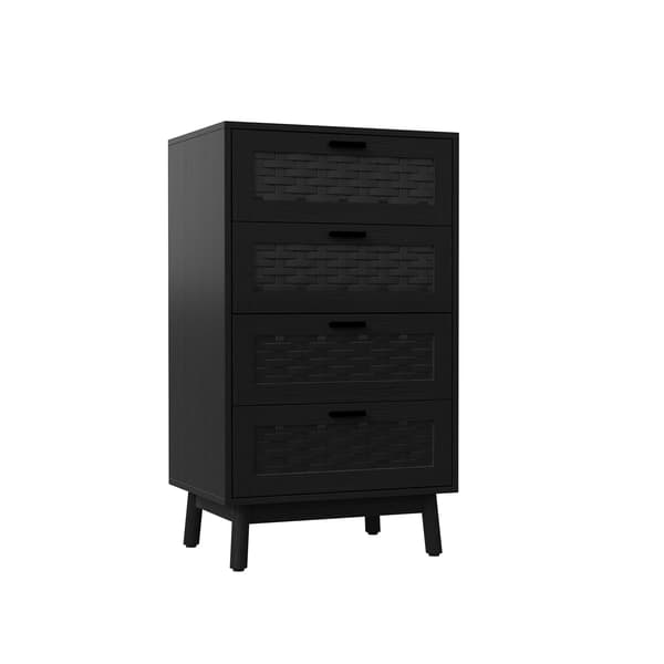 Skuffeskab, Moderne Design, Fire Opbevaringsskuffer,Sort