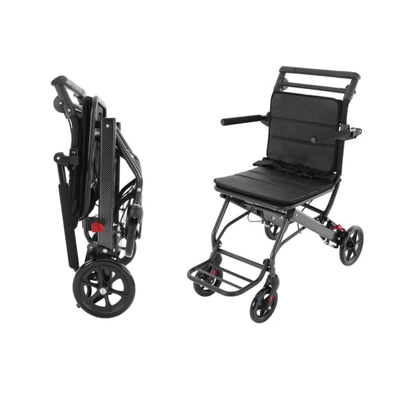 Sammenklappelig kørestol, letvægts, ergonomisk design,sort