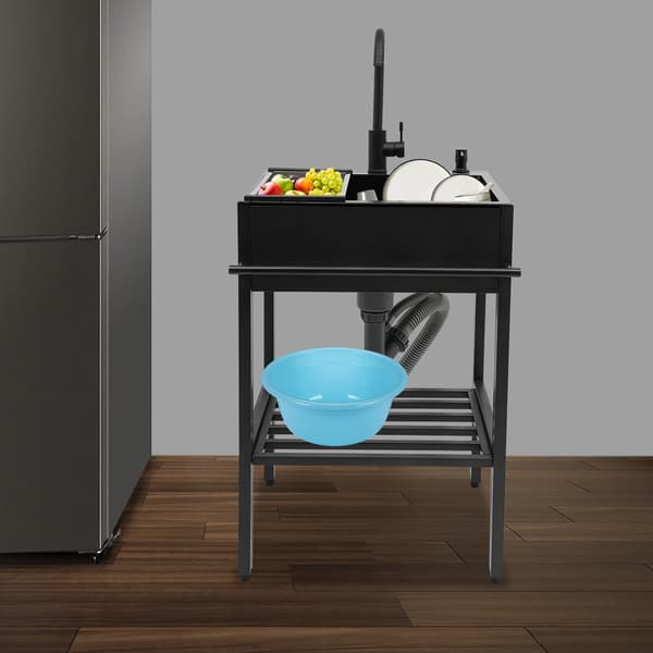 Køkkenvask, Fritstående Design, Holdbart Rustfrit Stål,sort