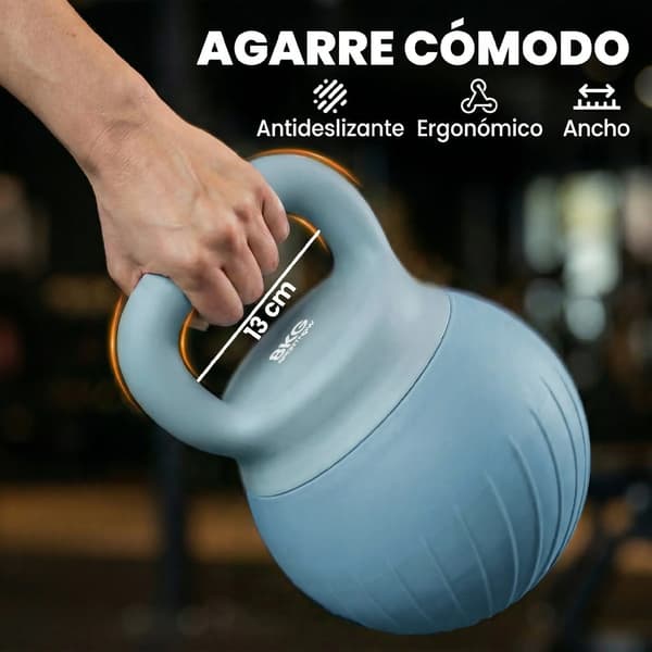 Kettlebell, Mjuk Utsida, Halkfritt Handtag, Blå
