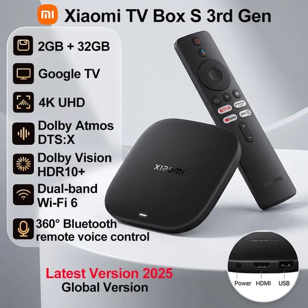 Set-Top Box, 4K-upplösning, Stöder Flera Streamingtjänster,NYA Xiaomi TV Box S (3:e generationen)
