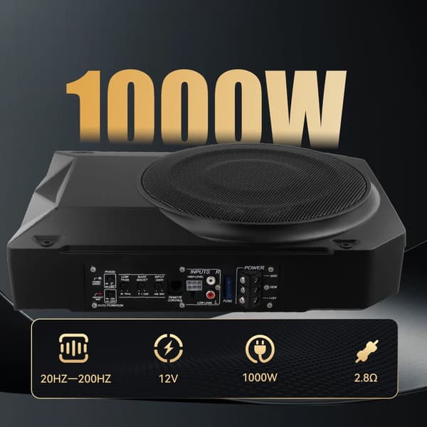 Bil Subwoofer, Slank Design, Indbygget Forstærker,10tommer