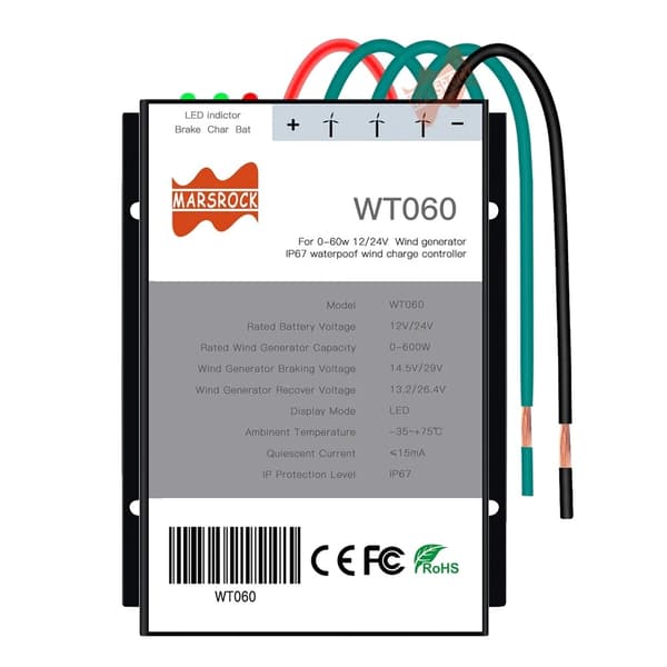 Vindmøllecontroller, Vandtæt Design, Alsidig Kompatibilitet,PWM 600W, 12V 24V