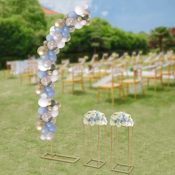 Bröllopsbåge Set, Hållbar Stålstruktur, Elegant Utställning,Guld, L