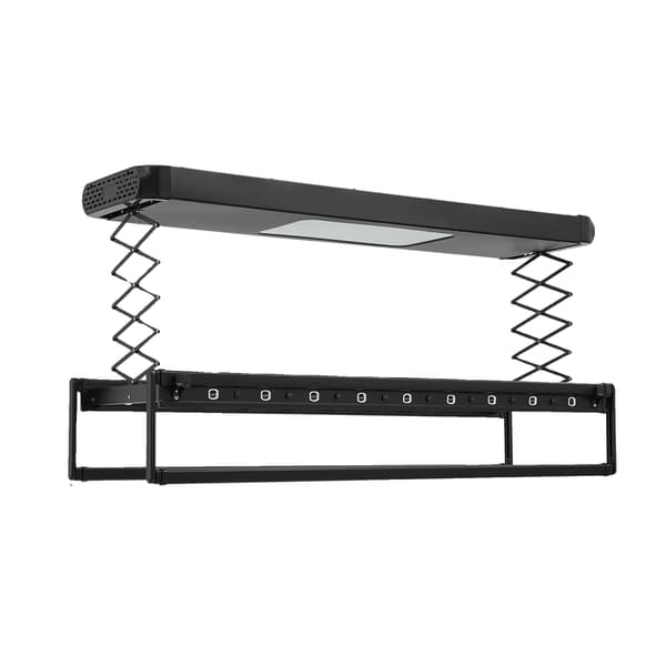 Utdragbar torkställning, LED-belysning, justerbar längd,svart