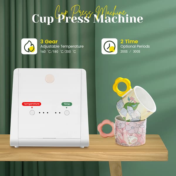 Värmepressmugg, Mini Design, Automatisk Utskrift,VIT