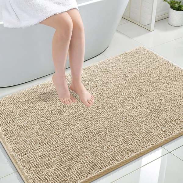 Badeværelsesmåtte, Blød Mikrofiber, Moderne Design,61x91-b, Beige