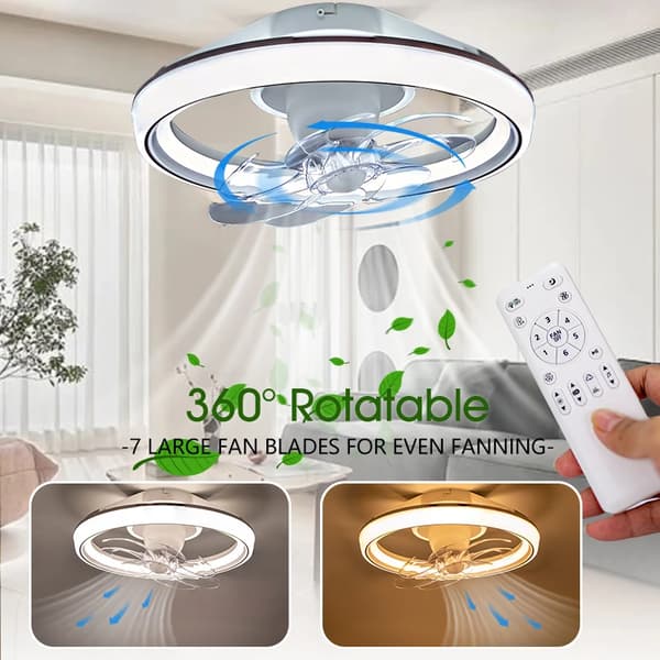 Loftventilator Lys, RGB Tilstande, Smart Kontrol,Oscillerende Fan Lampe