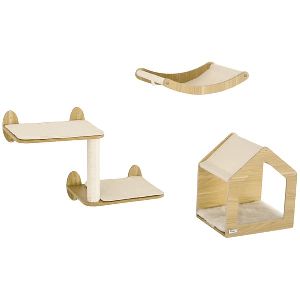 Katteshelv, Multi-niveau platforme, Holdbare materialer,Egetræ, 40X32.5X45 cm
