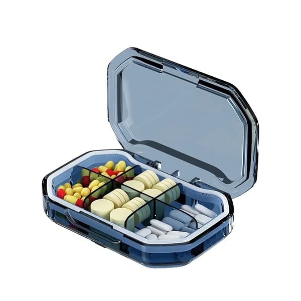 Bärbar Tablettorganisatör, 4/6 Fack, Läcksäker Design,Blå-6 rutor