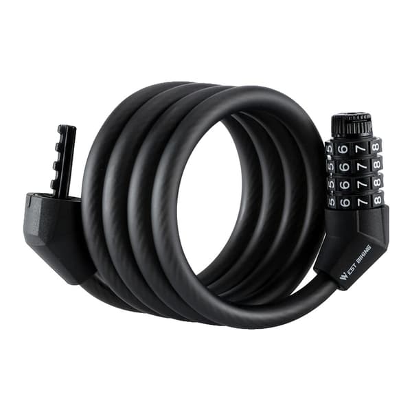 Cykel Kabel Lås, 4-Cifret Nøglefri System, Vandtæt Design,Mater Sort