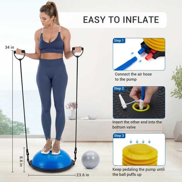 Balancebold, Skridsikker Design, Inkluderer Modstandsbånd,Blå