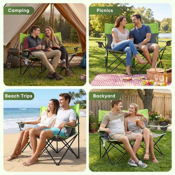 Dubbel Campingstol, Bärbar Design, Kraftig Ram,armégrön