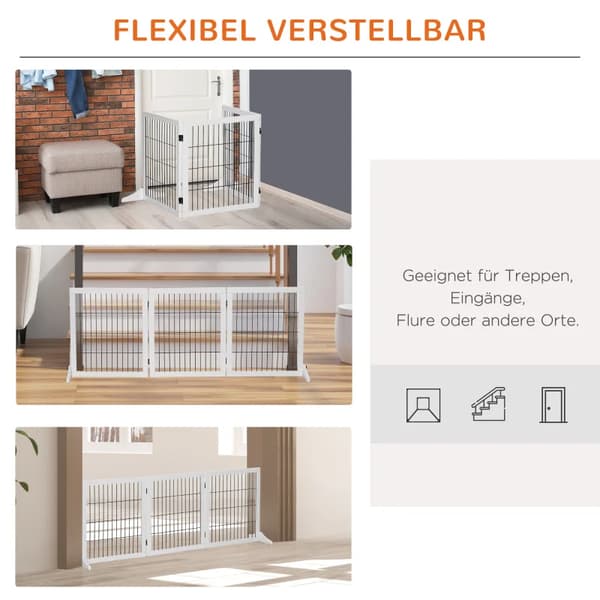 Hundesikkerhedsgitter, Trækonstruktion, Nem Installation,hvid