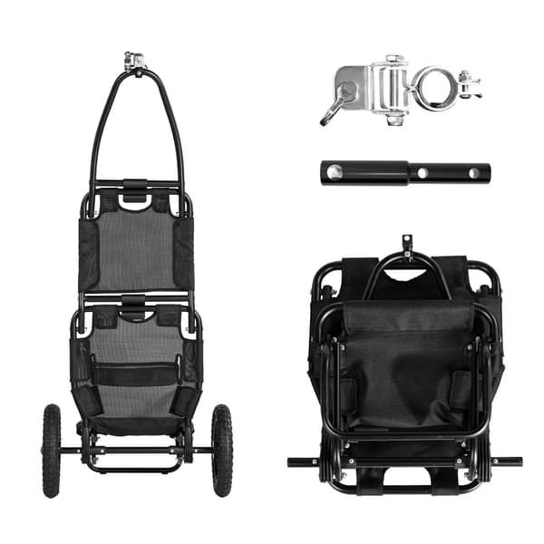 Cykel Cargo Trailer, Aluminiumlegering, Sammenklappeligt Design,sort