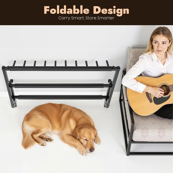 Multi Gitarrställ, Håller 9 Gitarrer, Stabil och Hållbar Design,svart