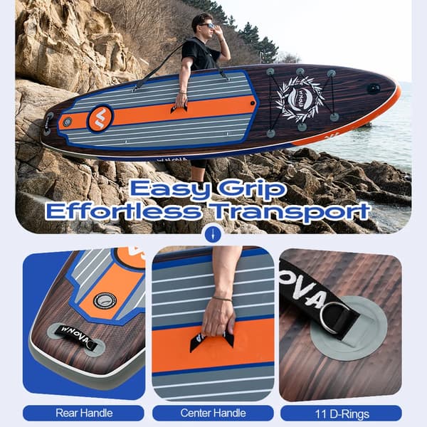 Paddle Board, Oppusteligt Design, Skridsikker Overflade,Kaffe