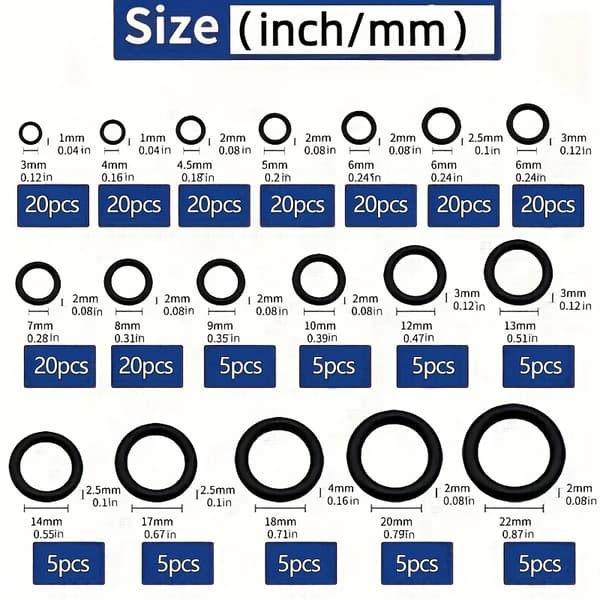 O-ringset, nitrilgummi, 18 storlekar,225 per pack