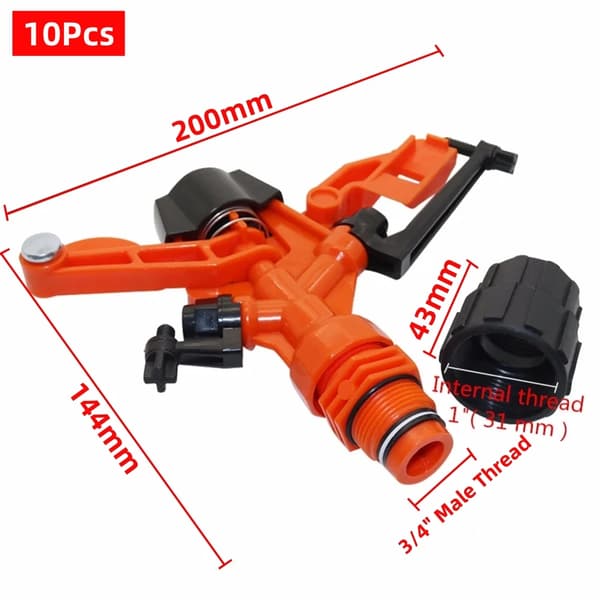 Sprinklerhoved, 360-graders dækning, vandbesparende design,10Pcs