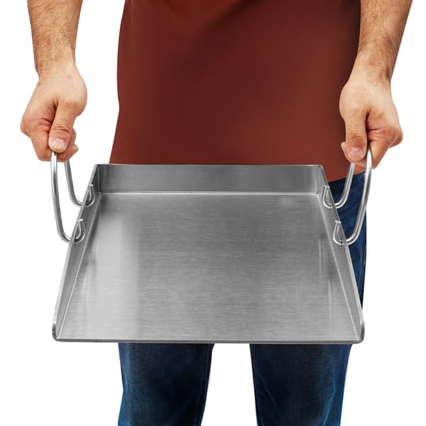 Grillplatta, rostfritt stål, avtagbara handtag,Silver