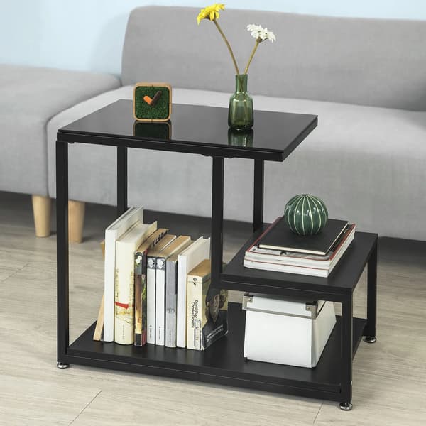 Sidebord, 3 Hylder, Moderne Design,sort