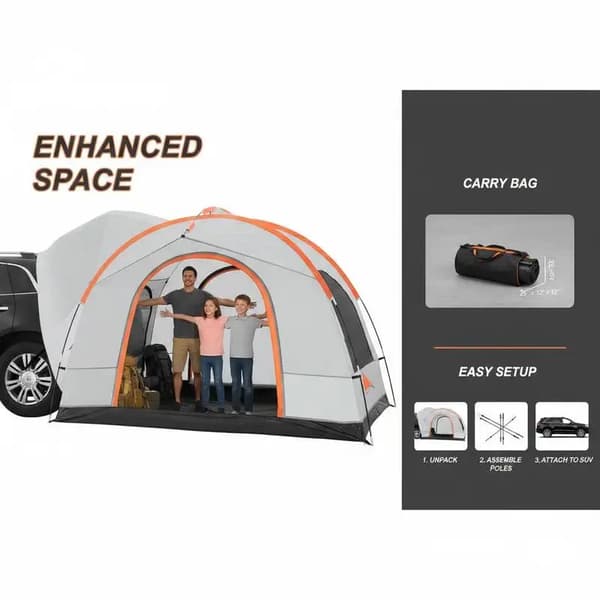 Biltält, Dubbelskiktskonstruktion, Lämplig för Camping och Vandring, GRÅ