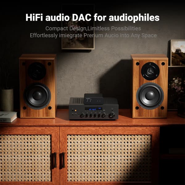 USB DAC Dekoder, Stöder DSD256/768kHz, 116dB SNR, 2.0 Kanaler, Över 200W Effekt, CE Certifierad