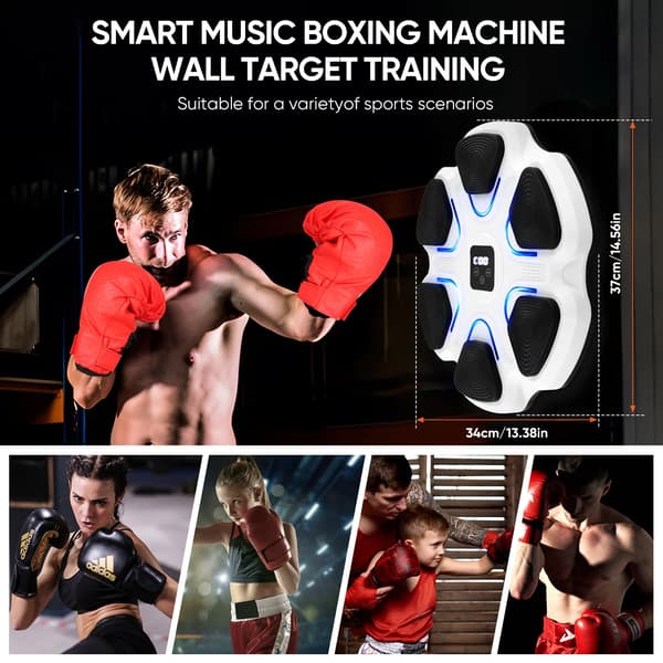 Boxningsmaskin, LED-effekter, Justerbar höjd,VIT