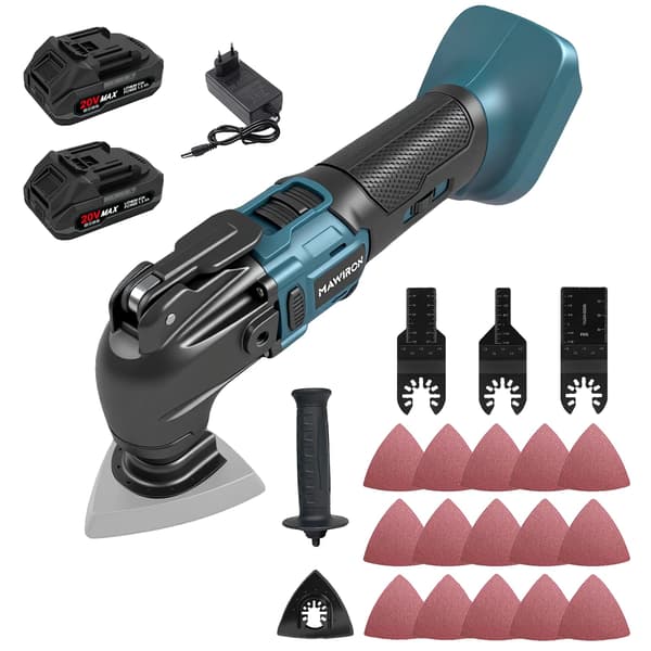 Oscillerande Multi-Tool, Borstlös Motor, Litiumbatteri, Variabel Hastighetskontroll, Mått: 30 x 10 x 13 cm, Vikt: 1,6 kg