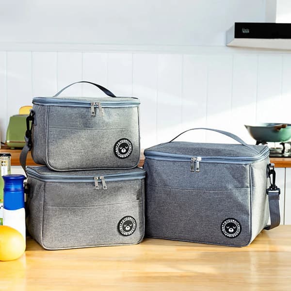 Lunchväska, Stor Kapacitet, Termisk Isolering,3PCS-a, Grå