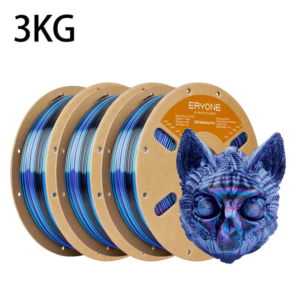 3D-printer filament, PLA-material, 1,75 mm diameter,Sort Blå Lilla 3